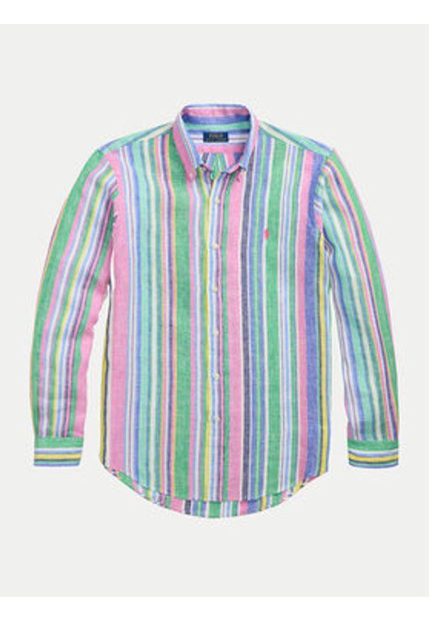 Polo Ralph Lauren Koszula 710968973001 Kolorowy Custom Fit. Typ kołnierza: polo. Materiał: len. Wzór: kolorowy