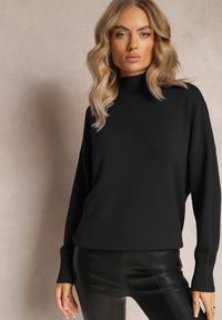 Renee - Czarny Golf Basic z Gładkiej Dzianiny Onda. Typ kołnierza: golf. Kolor: czarny. Materiał: dzianina. Wzór: gładki. Sezon: jesień, zima