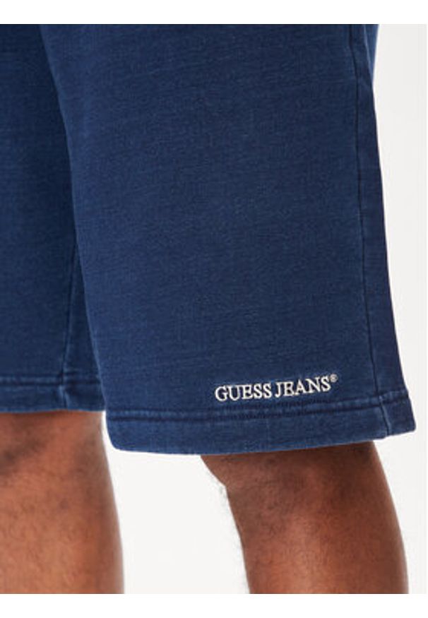 Guess Jeans Szorty sportowe M5YD49 KCXQ1 Niebieski Regular Fit. Kolor: niebieski. Materiał: bawełna. Styl: sportowy
