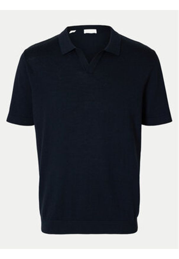 Selected Homme Polo Mattis 16096197 Granatowy Regular Fit. Typ kołnierza: polo. Kolor: niebieski. Materiał: bawełna