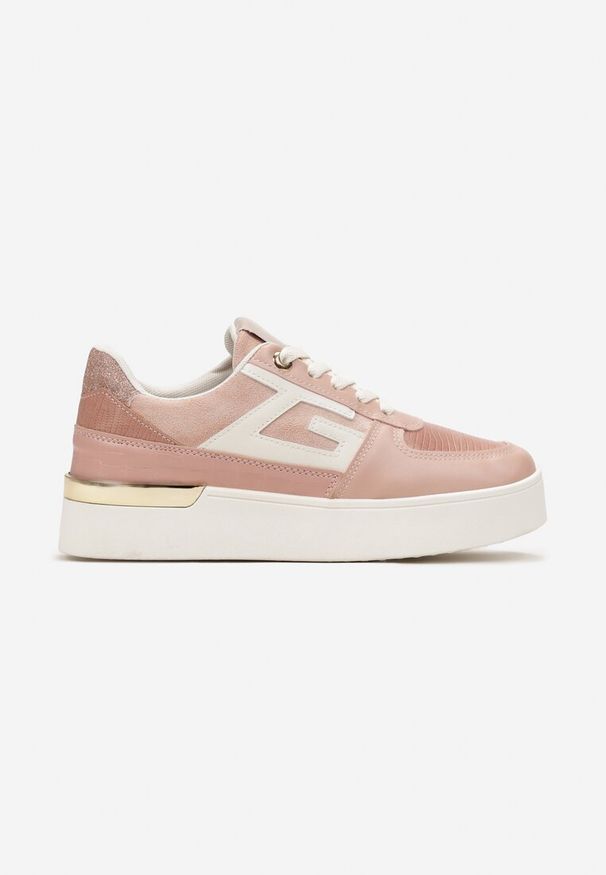 Born2be - Różowe Sznurowane Sneakersy na Płaskiej Grubej Podeszwie Zantea. Kolor: różowy. Obcas: na płaskiej podeszwie