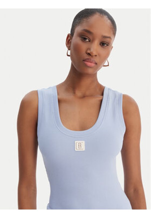 Fracomina Top FP26ST2001J40101 Błękitny Slim Fit. Kolor: niebieski. Materiał: bawełna