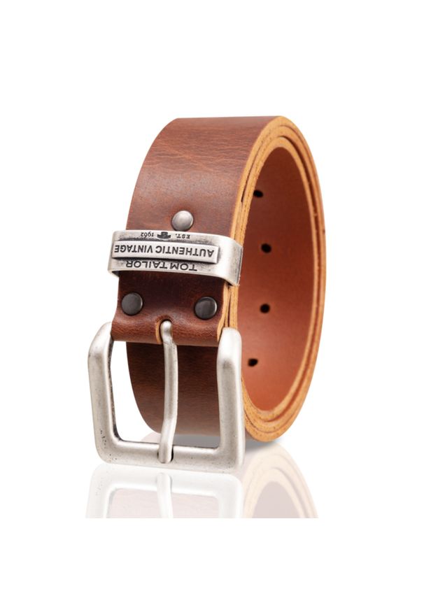 Tom Tailor - TOM TAILOR MĘSKI PASEK SKÓRZANY KLASYCZNY SKÓRA TG1068L89/690 40mm Gürtel Q.6789 0690 DARKBROWN. Materiał: skóra. Wzór: paski. Styl: klasyczny