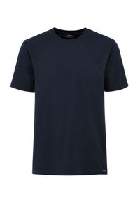 Ochnik - Granatowy t-shirt męski basic. Okazja: na co dzień. Kolor: niebieski. Materiał: bawełna. Wzór: kolorowy, gładki. Styl: casual, klasyczny, elegancki #3