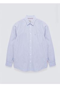 Big-Star - Koszula męska w prążek błękitna Cosiser 401. Okazja: na co dzień. Typ kołnierza: kołnierzyk klasyczny. Kolor: niebieski. Materiał: tkanina, bawełna, jeans. Długość: długie. Wzór: prążki. Styl: casual, elegancki, klasyczny #3