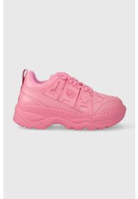 Chiara Ferragni sneakersy skórzane kolor różowy CF3000_012. Nosek buta: okrągły. Zapięcie: sznurówki. Kolor: różowy. Materiał: skóra. Obcas: na platformie #1