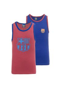 FC Barcelona podkoszulki dziecięce 2 szt. 116-128. Kolor: brązowy, niebieski, wielokolorowy. Materiał: elastan, bawełna. Sport: piłka nożna #1