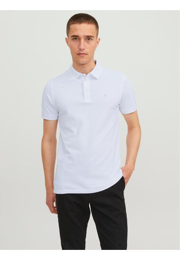 Jack & Jones - Jack&Jones Polo Paulos 12136668 Biały Slim Fit. Typ kołnierza: polo. Kolor: biały. Materiał: bawełna