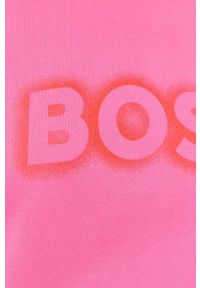 BOSS bluza bawełniana damska kolor różowy z nadrukiem. Kolor: różowy. Materiał: bawełna. Wzór: nadruk #4