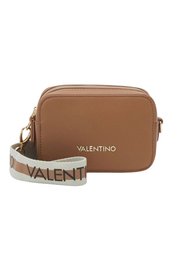 Valentino by Mario Valentino - VALENTINO Brązowa damska torebka Zero Re. Kolor: brązowy. Wzór: paski. Materiał: skórzane