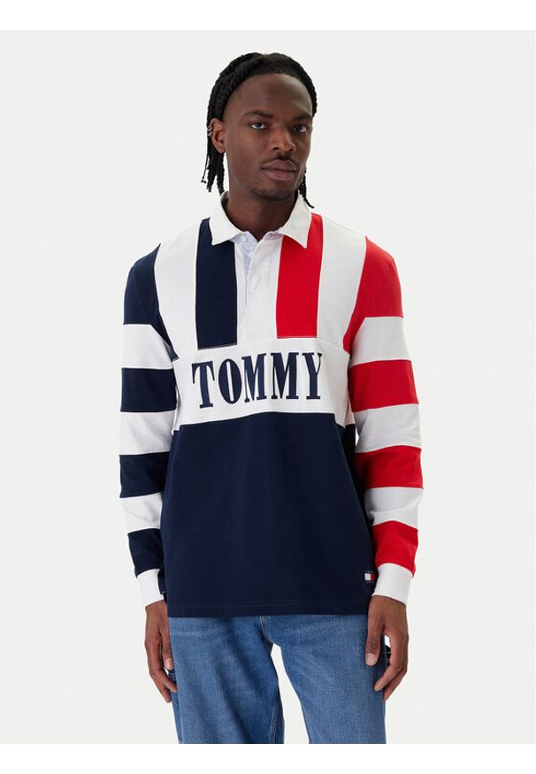 Tommy Jeans Polo Archive Rugby DM0DM23054 Granatowy Relaxed Fit. Typ kołnierza: polo. Kolor: niebieski. Materiał: bawełna