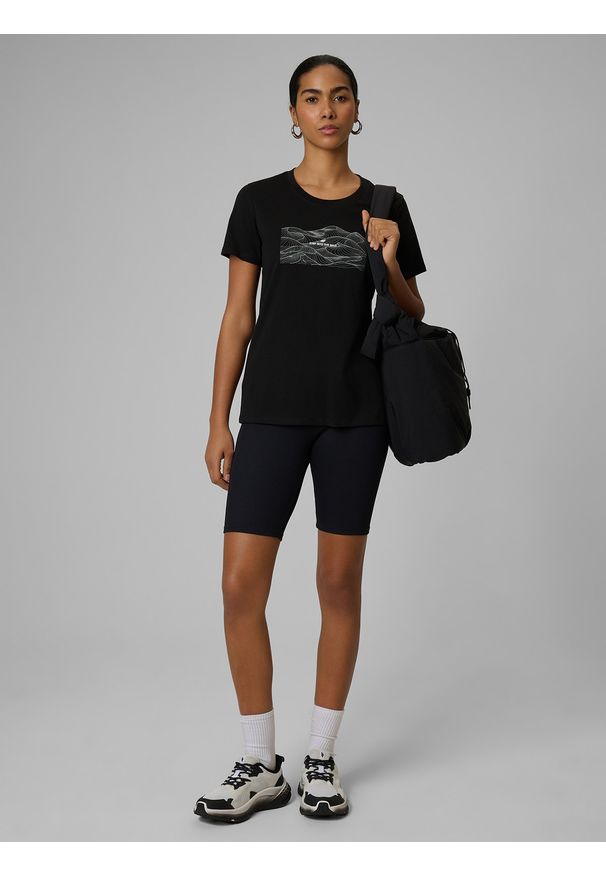 4f - 4F Legginsy kolarki z prążkowanej dzianiny damskie - czarne S. Stan: podwyższony. Kolor: czarny. Materiał: prążkowany, dzianina. Sport: turystyka piesza