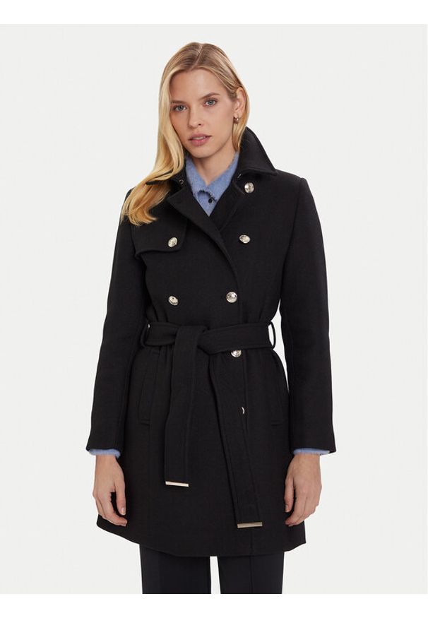 Morgan Płaszcz wełniany 242-GEVA Czarny Regular Fit. Kolor: czarny. Materiał: wełna, syntetyk