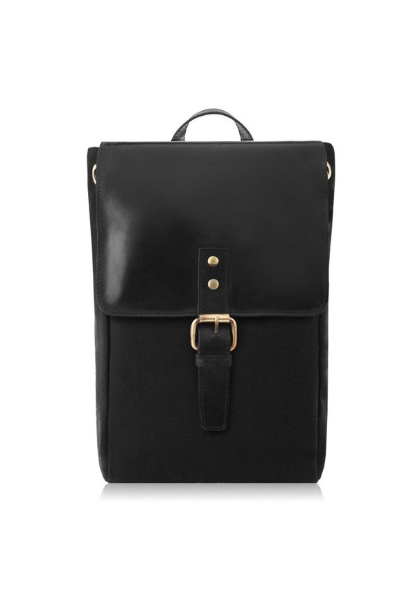 Plecak vintage PAOLO PERUZZI SI-04-BL czarny. Kolor: czarny. Materiał: materiał. Wzór: paski. Styl: vintage