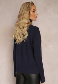 Renee - Granatowy Sweter Golf o Dopasowanym Fasonie z Wiskozą Nalexa. Typ kołnierza: golf. Kolor: niebieski. Materiał: wiskoza. Długość rękawa: długi rękaw. Długość: długie. Sezon: zima, jesień. Styl: klasyczny #4