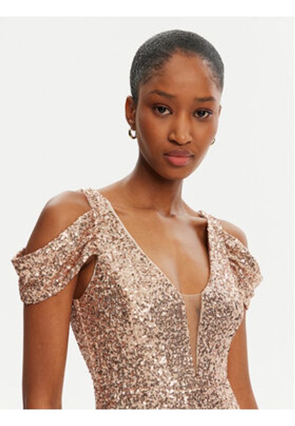 Rinascimento Sukienka wieczorowa CFC0122589003 Złoty Regular Fit. Kolor: złoty. Materiał: syntetyk. Styl: wizytowy