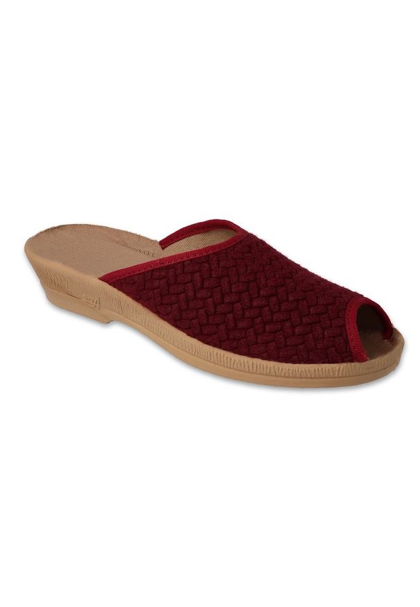 Befado obuwie damskie pu 581D201 czerwone. Okazja: do domu. Nosek buta: otwarty. Kolor: czerwony. Materiał: materiał