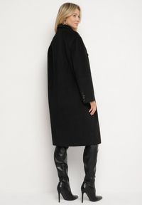 Born2be - Czarny Płaszcz o Dwurzędowym Kroju z Kieszeniami Sileti. Okazja: na co dzień, na spacer. Kolor: czarny. Materiał: jeans. Styl: casual, elegancki #3