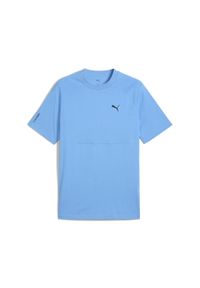 Puma - Męska koszulka PUMATECH PUMA Team Light Blue. Kolor: niebieski. Długość rękawa: raglanowy rękaw. Wzór: aplikacja, nadruk. Sport: fitness
