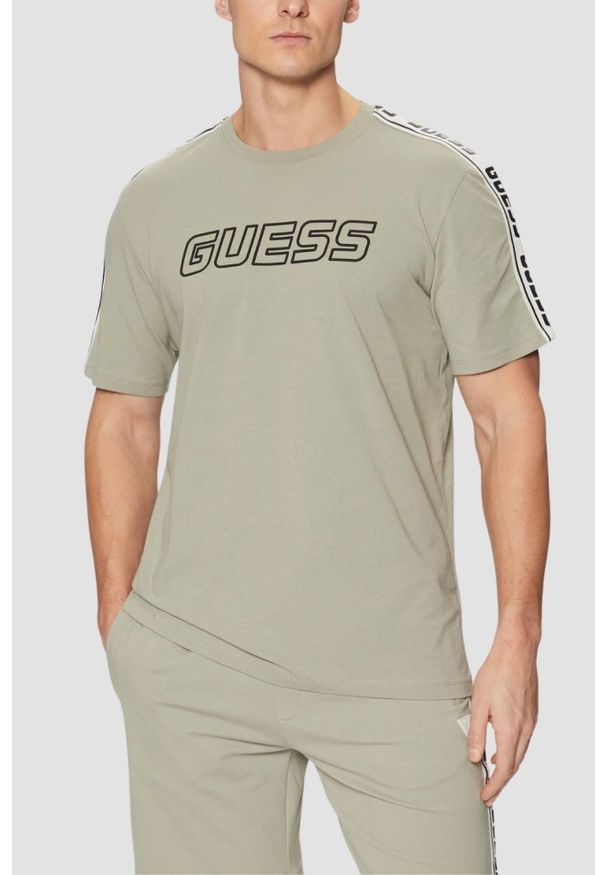 Guess - GUESS Zielony t-shirt męski Arlo, Rozmiar S. Kolor: zielony