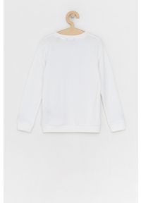 Guess Bluza bawełniana dziecięca kolor biały z nadrukiem. Okazja: na co dzień. Kolor: biały. Materiał: bawełna. Wzór: nadruk. Styl: casual #2