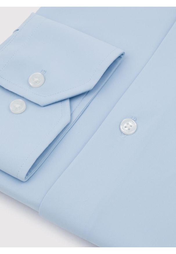 Pako Lorente - PAKO LORENTE – Niebieska dzianinowa koszula męska. Typ kołnierza: kołnierzyk klasyczny. Kolor: niebieski, czarny. Materiał: dzianina. Długość rękawa: długi rękaw. Długość: długie. Wzór: gładki. Styl: klasyczny