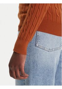 GANT - Gant Sweter 4800100 Brązowy Slim Fit. Kolor: brązowy. Materiał: bawełna #4