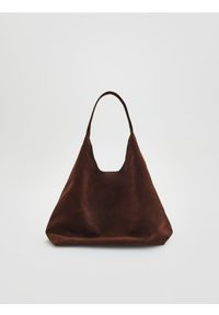 Reserved - Torebka shopper - brązowy. Kolor: brązowy. Materiał: zamszowe. Styl: klasyczny