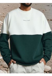 Sinsay - Bluza crewneck z bawełną - zielony. Kolor: zielony. Materiał: bawełna