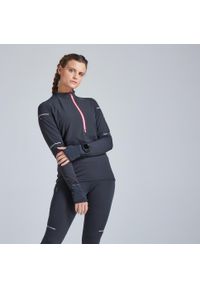 KIPRUN - Bluza do biegania damska Kiprun Warm ocieplana. Kolor: czarny, różowy, wielokolorowy. Materiał: poliester, elastan, materiał. Sezon: zima. Sport: fitness