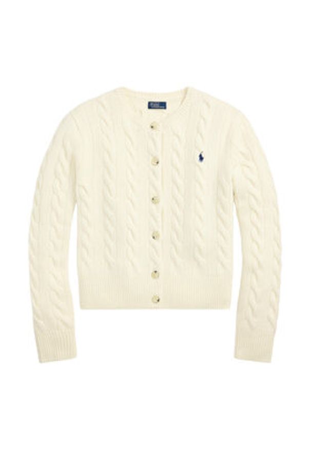 Polo Ralph Lauren Kardigan 211972104002 Biały Slim Fit. Typ kołnierza: polo. Kolor: biały. Materiał: wełna