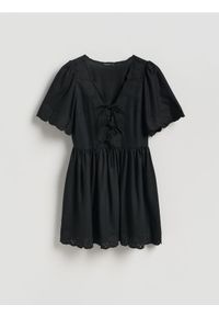 Reserved - Sukienka z dodatkiem lnu - czarny. Kolor: czarny. Materiał: len