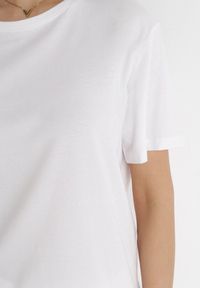 Born2be - Biały Gładki T-shirt z Krótkimi Rękawami Elisza. Kolor: biały. Długość rękawa: krótki rękaw. Długość: krótkie. Wzór: gładki #5