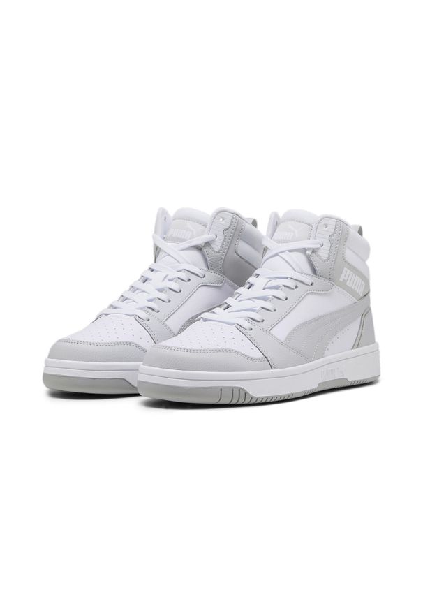 Buty do chodzenia męskie Puma 05 Rebound V6 Hi. Okazja: na co dzień. Zapięcie: sznurówki. Kolor: biały, szary, wielokolorowy. Materiał: syntetyk, materiał. Szerokość cholewki: normalna. Sport: turystyka piesza