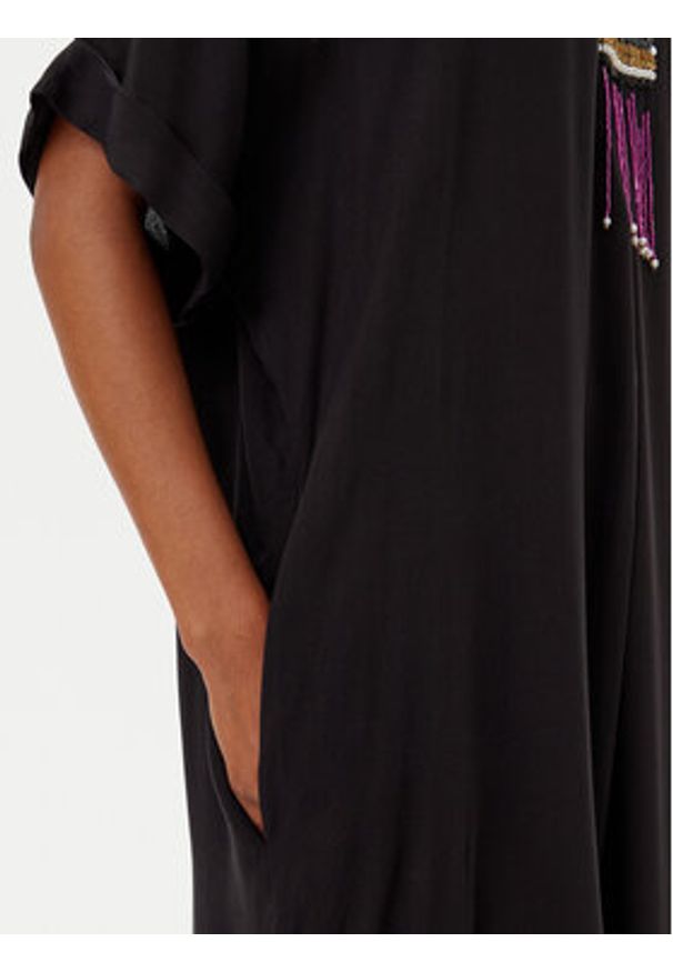 LOLA CASADEMUNT Sukienka letnia LS2516029 Czarny Relaxed Fit. Kolor: czarny. Materiał: wiskoza. Sezon: lato