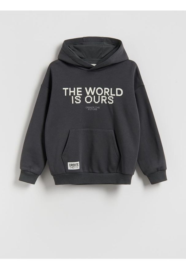 Reserved - Bluza z kapturem - ciemnoszary. Typ kołnierza: kaptur. Kolor: szary. Materiał: bawełna, dzianina