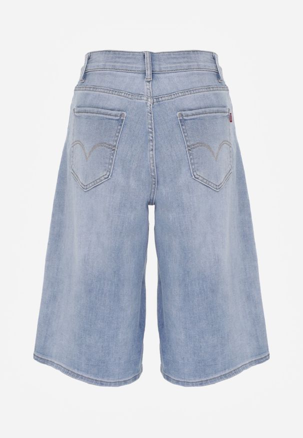 Renee - Niebieskie Szorty Jeansowe Bawełnine w Typie Jorts o Szerokim Kroju Savatai. Okazja: na co dzień. Kolor: niebieski. Materiał: jeans. Sezon: lato. Styl: elegancki, casual