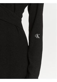 Calvin Klein Jeans Sukienka koktajlowa Front Split Wrap Ls Dress J20J222516 Czarny Slim Fit. Kolor: czarny. Materiał: syntetyk. Styl: wizytowy