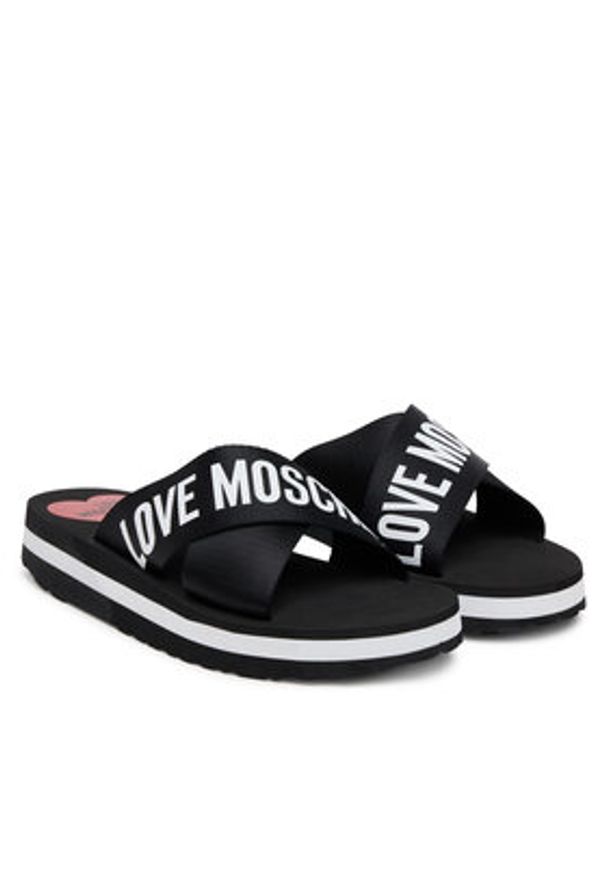 Love Moschino - LOVE MOSCHINO Klapki JA28324G0MIX3000 Czarny. Kolor: czarny. Materiał: materiał