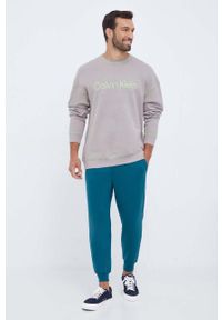 Calvin Klein Underwear bluza bawełniana lounge kolor szary z nadrukiem. Kolor: szary. Materiał: bawełna. Wzór: nadruk #2