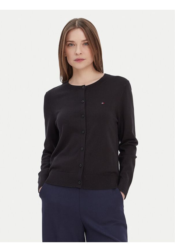 TOMMY HILFIGER - Tommy Hilfiger Kardigan WW0WW42370 Czarny Regular Fit. Kolor: czarny. Materiał: bawełna