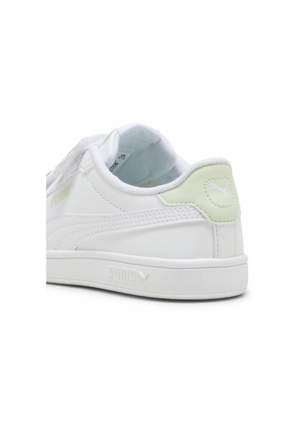 Puma - Dziecięce sneakersy PUMA Smash 3.0 Badges PUMA White Green Illusion. Kolor: biały, wielokolorowy, zielony