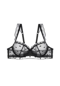 Intica - Biustonosz z fiszbinami z delikatnej siateczki Roshni. Kolor: czarny. Rodzaj stanika: biustonosz z fiszbinami #1