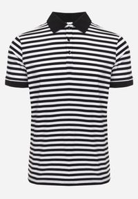Born2be - Czarna Bawełniana Koszulka Polo w Paski w Stylu Casual Elunilla. Okazja: na co dzień. Typ kołnierza: polo. Kolor: czarny. Materiał: bawełna. Wzór: paski. Styl: casual #3