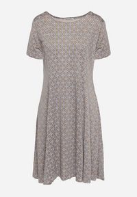 Born2be - Niebiesko-Beżowa Rozkloszowana Sukienka Mini z Elastycznej Wiskozy Annamarie. Kolor: niebieski. Materiał: wiskoza. Długość: mini #7