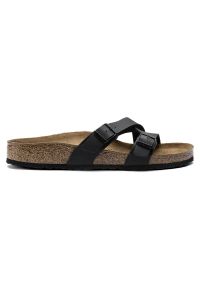 Birkenstock - BIRKENSTOCK Yao Balance BF Black Klapki damskie. Okazja: na co dzień. Kolor: czarny. Materiał: materiał, skóra. Wzór: paski. Sezon: lato. Styl: casual, elegancki, wakacyjny, klasyczny