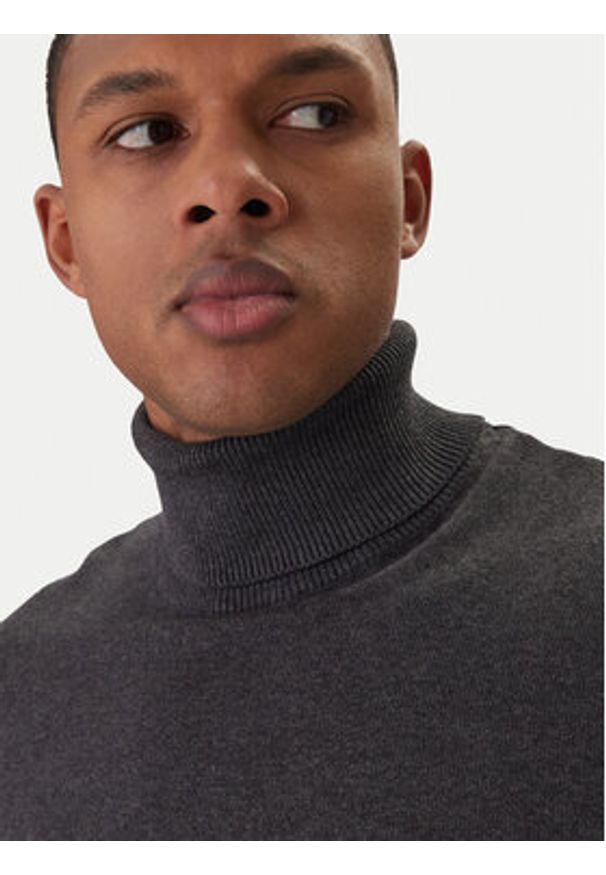 Jack & Jones Golf Emil Knit Roll 12157417 Szary Regular Fit. Typ kołnierza: golf. Kolor: szary. Materiał: bawełna