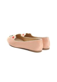 Born2be - Różowe Balerinki Lovely Kitty. Nosek buta: okrągły. Zapięcie: bez zapięcia. Kolor: różowy. Materiał: materiał, skóra. Szerokość cholewki: normalna. Wzór: motyw zwierzęcy, aplikacja. Obcas: na obcasie. Wysokość obcasa: niski #4
