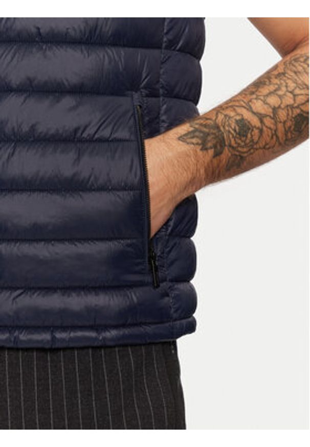 Karl Lagerfeld - KARL LAGERFELD Bezrękawnik 505711 Granatowy Regular Fit. Typ kołnierza: dekolt w karo. Kolor: niebieski. Materiał: syntetyk. Długość rękawa: bez rękawów
