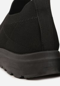 Born2be - Czarne Siateczkowe Buty Sportowe Sneakersy o Wsuwanym Fasonie Abhold. Okazja: na spacer, na co dzień. Kolor: czarny. Materiał: jeans. Sport: turystyka piesza #4